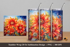 Beauty Sun Flower Tumbler Wrap Sublimation Design 5 Product Image 1