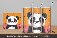 Handdrawn Panda Tumbler Wrap Sublimation Design 5 Product Image 1