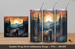 Wild Bear Tumbler Wrap Sublimation Design 5 Product Image 1