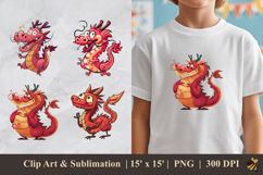 Cute Red Dragon DTF Sublimation Clipart Design Product Image 1