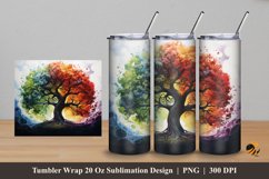 Painting Rainbow Tree Tumbler Wrap Sublimation Design 5 Product Image 1