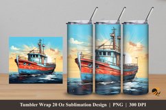 Fishing Boat Tumbler Wrap Sublimation Design 5 Product Image 1