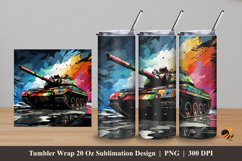 Colorful Tank Tumbler Wrap Sublimation Design 5 Product Image 1