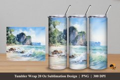 Beautiful Beach Tumbler Wrap Sublimation Design 5 Product Image 1