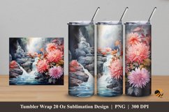 Flowers in the River Tumbler Wrap Sublimation Design 5 Product Image 1