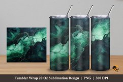 Black Green Marble Tumbler Wrap Sublimation Design 5 Product Image 1