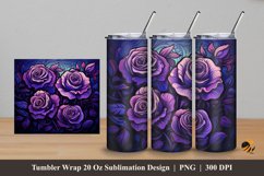 Dark Purple Rose Tumbler Wrap Sublimation Design 5 Product Image 1