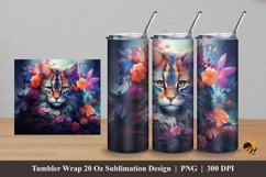 Flowering Cat Tumbler Wrap Sublimation Design 5 Product Image 1