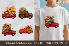 Truck Fall Flowers DTF Sublimation Clipart Design Product Image 1
