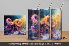 Octopus Abstract Tumbler Wrap Sublimation Design 5 Product Image 1