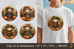 Whimsical Cute Scarecrow DTF Sublimation Clipart Product Image 1