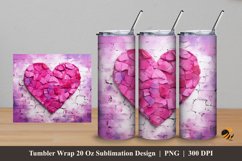 Lovable Heart Tumbler Wrap Sublimation Design 5 Product Image 1