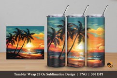 Beach Panorama Tumbler Wrap Sublimation Design 5 Product Image 1
