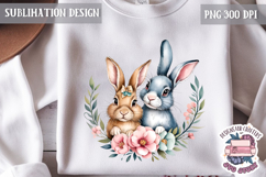 Cute Bunny and Lamb Spring Sublimation Design PNG Easter Product Image 1