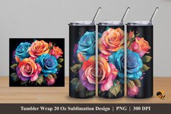Multicolor Blossom Rose Tumbler Wrap Sublimation Design 5 Product Image 1