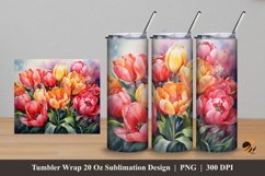 Painting Tulip Tumbler Wrap Sublimation Design 5 Product Image 1
