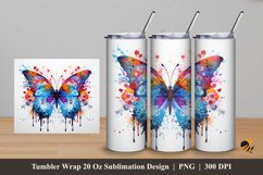Butterflies Painting Tumbler Wrap Sublimation Design 5 Product Image 1