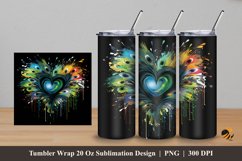 Love Peacock Feather Tumbler Wrap Sublimation Design 5 Product Image 1