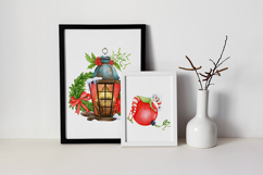 Christmas Lantern Home Watercolor Clipart Set 45 Elements Product Image 5