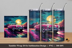 Retro Pink Car Tumbler Wrap Sublimation Design 5 Product Image 1