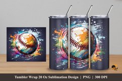 Colorfull Baseball Tumbler Wrap Sublimation Design 5 Product Image 1