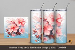 Flower Painting Tumbler Wrap Sublimation Design 5 Product Image 1
