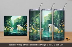 White Bear Tumbler Wrap Sublimation Design 5 Product Image 1