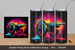 Colorful Old Cannon Tumbler Wrap Sublimation Design 5 Product Image 1