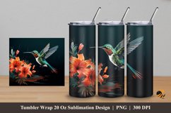 Hummingbird Flying Tumbler Wrap Sublimation Design 5 Product Image 1
