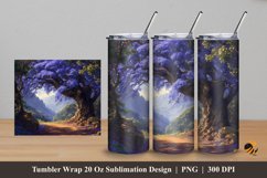 Blue Jacaranda Tree Tumbler Wrap Sublimation Design 5 Product Image 1