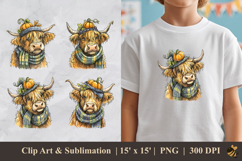 Fluffy Highland Cow DTF Sublimation Clipart Design Product Image 1