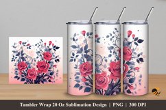 Melody of Flowers Tumbler Wrap Sublimation Design 5 Product Image 1