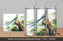 Long Tiled Birds Tumbler Wrap Sublimation Design 5 Product Image 1