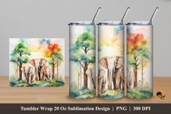 Elephant Nature Tumbler Wrap Sublimation Design 5 Product Image 1