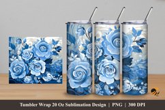 Blue Rose Art Tumbler Wrap Sublimation Design 5 Product Image 1