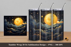 Dark Blue Moon Tumbler Wrap Sublimation Design 5 Product Image 1