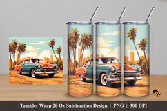 Retro Car Tumbler Wrap Sublimation Design 5 Product Image 1