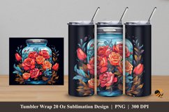 Rose Jar Tumbler Wrap Sublimation Design 5 Product Image 1