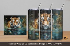 Diving Tiger Tumbler Wrap Sublimation Design 5 Product Image 1