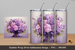 Valentine Flowers Tumbler Wrap Sublimation Design 5 Product Image 1