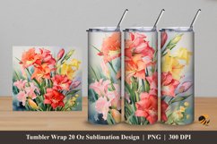Gladiolus Flower Tumbler Wrap Sublimation Design 5 Product Image 1