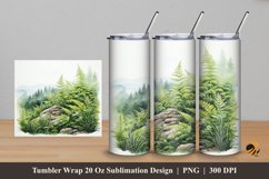 Fern Plant Tumbler Wrap Sublimation Design 5 Product Image 1