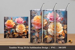 Roses Gold Tumbler Wrap Sublimation Design 5 Product Image 1