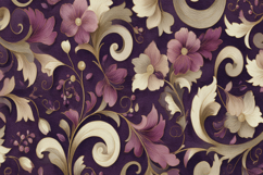 Gold Purple Floral Pattern Background Product Image 1