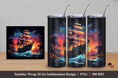 Pirates Ship Tumbler Wrap Sublimation Design 5 Product Image 1