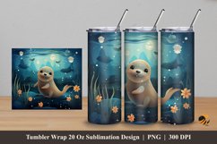 Fantasy Sea Lions Tumbler Wrap Sublimation Design 5 Product Image 1