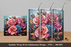 Blossom Supreme Rose Tumbler Wrap Sublimation Design 5 Product Image 1