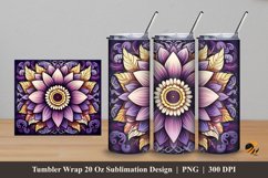Floral Batik Tumbler Wrap Sublimation Design 5 Product Image 1