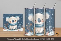 White Koala Tumbler Wrap Sublimation Design 5 Product Image 1