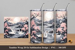 Lake Swans Tumbler Wrap Sublimation Design 5 Product Image 1